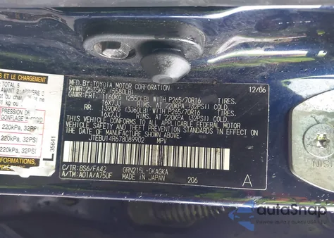 2007 Toyota 4Runner Sr5 V6 z USA, uszkodzony, nr VIN JTEBU14R678089902